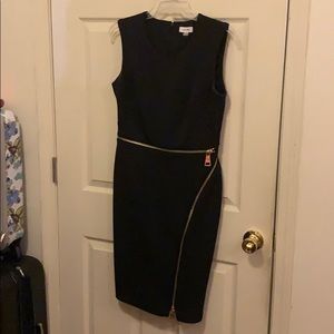 Calvin Klein black dress with gold zippers